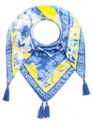 Zwillingsherz Chusta "Sii Felice" w kolorze niebiesko-żółtym - 130 x 130 cm rozmiar: onesize. Niebieskie chusty damskie Zwillingsherz, bez wzorów, z materiału. Za 109.78 zł.