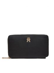 Tommy Hilfiger Portfel Iconic Tommy Large Za AW0AW16009 Czarny. Czarne portfele damskie Tommy Hilfiger, bez wzorów, ze skóry. Za 229.99 zł.