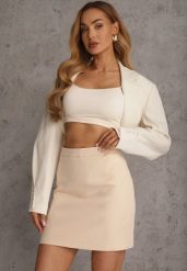 Beżowa Ołówkowa Spódnica VICES w Stylu Basic Fretima. Brązowe spódnice damskie Renee, na co dzień, l, bez wzorów, z dzianiny, eleganckie, mini. Za 99.99 zł.