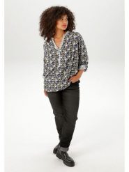 Aniston Bluzka w kolorze oliwkowo-biało-granatowym rozmiar: 44. Białe bluzki damskie Aniston, bez wzorów, z wiskozy, bez kołnierzyka, bez ramiączek. Za 79.77 zł.