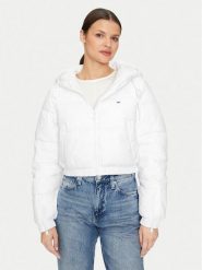 Tommy Jeans Kurtka zimowa DW0DW18313 Biały Cropped Fit. Białe kurtki damskie Tommy Jeans, na zimę, l, bez wzorów, z jeansu, bez kaptura. Za 739.99 zł.
