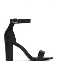 Jenny Fairy Sandały WSS20538-01 HURT Czarny. Czarne sandały damskie Jenny Fairy, bez wzorów, ze skóry, bez obcasa, na słupku, bez zapięcia. Za 99.99 zł.