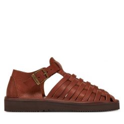 Sandały Fracap. Brązowe sandały damskie Fracap, bez wzorów, bez obcasa, na płaskiej podeszwie, bez zapięcia. Za 559.99 zł.