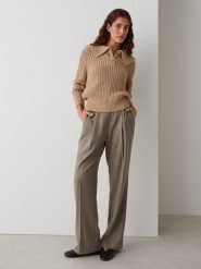 OPUS Sweter "Proyer" w kolorze jasnobrązowym rozmiar: 36. Brązowe swetry klasyczne damskie Opus, z wełny, bez kołnierzyka. Za 143.99 zł.