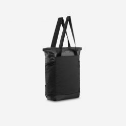 Torba podróżna 2 w 1 Travel Cabas 15 litrów. Czarne torby podróżne FORCLAZ, bez wzorów, duże. Za 79.99 zł.