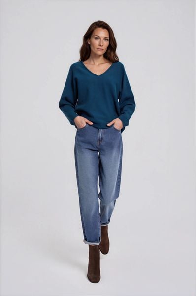 Jeansy mom fit granatowe. Jeansy damskie MOODO. Za 139.99 zł.