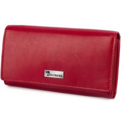 Portfel skórzany damski poziomy RFiD skóra na karty klasyk czerwony Beltimore A03. Czerwone portfele damskie bez wzorów, ze skóry. Za 77.99 zł.