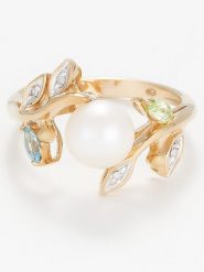 DIAMANTA Złoty pierścionek "Tosca" z diamentami, topazem i szmaragdem rozmiar: 56. Żółte pierścionki damskie DIAMANTA, z diamentem, złote. Za 1,076.21 zł.