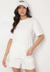 Biały Klasyczny T-shirt o Kroju Oversize z Wiskozą Aderisa. Białe t-shirty damskie Born2be, l, bez wzorów, z jeansu, bez kołnierzyka. Za 59.99 zł.