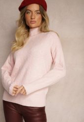 Różowy Golf Sweter z Tłoczeniem i Ściągaczami Melovira. Czerwone golfy damskie Renee, bez wzorów, bez ramiączek. Za 99.99 zł.
