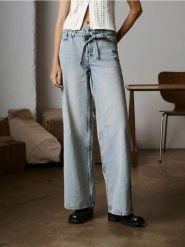 Jeansy wide leg - turkusowy. Niebieskie jeansy damskie Sinsay. W wyprzedaży za 35.99 zł.