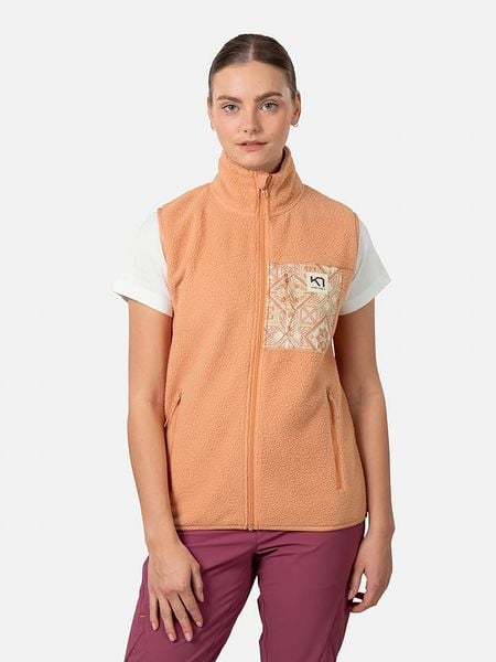 KARI TRAA Kamizelka polarowa "Rothe" w kolorze brzoskwiniowym rozmiar: M. Pomarańczowe kamizelki damskie Kari Traa, m, bez wzorów, z polaru, bez kaptura. Za 143.90 zł.