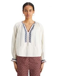 Scotch & Soda Bluzka w kolorze kremowym rozmiar: 36. Brązowe bluzki damskie Scotch & Soda, bez wzorów, bez kołnierzyka, bez ramiączek. Za 197.63 zł.