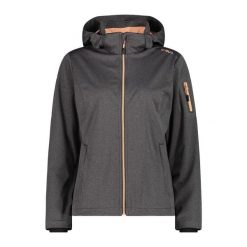 Kurtka damska turystyczna CMP 39A5016M. Szare kurtki sportowe damskie CMP, l, bez wzorów, z softshellu, z kapturem. Za 340.00 zł.