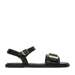 Sandały U.S. Polo Assn. Czarne sandały damskie U.S. Polo Assn., bez wzorów, bez obcasa, na płaskiej podeszwie, bez zapięcia. Za 299.99 zł.