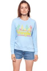 BLUZA WRANGLER DAMSKA SWEATER CERULEAN W6077IEVT 112130443. Niebieskie bluzy damskie Wrangler, s, bez wzorów, bez kaptura. W wyprzedaży za 69.99 zł.