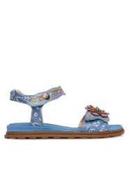 Laura Vita Sandały Brownieo 02 Niebieski. Niebieskie sandały damskie LAURA VITA, bez wzorów, ze skóry, bez obcasa, na płaskiej podeszwie, bez zapięcia. Za 379.99 zł.