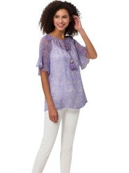 Heine Bluzka w kolorze fioletowym rozmiar: 50. Różowe bluzki damskie Heine, bez wzorów, bez kołnierzyka, bez ramiączek. Za 47.71 zł.