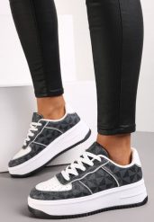 Szare Sneakersy w Geometryczny Wzór na Platformie Vihid. Szare obuwie sportowe damskie Renee, bez zapięcia. Za 99.99 zł.