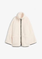 Kurtka oversize z kożuszkowego polaru. Czarne kurtki damskie bonprix, bez wzorów, z polaru, bez kaptura. Za 169.99 zł.
