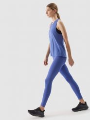 4F Legginsy treningowe z materiału z recyklingu damskie - granatowe L. Niebieskie legginsy damskie 4F, l, bez wzorów, z dzianiny. W wyprzedaży za 69.99 zł.