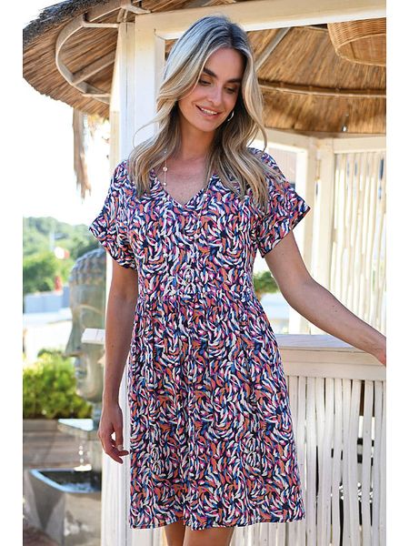 Bleu d'Azur Sukienka "Harrison" w kolorze granatowo-jasnoróżowym rozmiar: 36/38. Niebieskie sukienki damskie Bleu d'Azur, w ażurowe wzory, klasyczne, bez ramiączek. Za 162.87 zł.