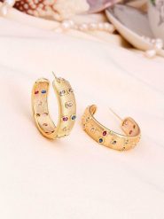 L'Atelier de Gaia Pozłacane kolczyki-półkreole z cyrkoniami rozmiar: onesize. Żółte kolczyki damskie L'Atelier de Gaia, z cyrkonią, pozłacane. Za 70.90 zł.