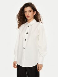 KARL LAGERFELD Koszula A1W11026 Biały Regular Fit. Białe koszule damskie KARL LAGERFELD, bez wzorów, z bawełny, bez kołnierzyka, bez ramiączek. Za 499.99 zł.