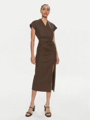 Marella Sukienka letnia Recoaro 2413221242 Brązowy Regular Fit. Brązowe sukienki damskie Marella, bez wzorów, z bawełny, bez ramiączek. Za 1,329.00 zł.