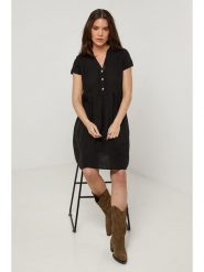 Le Monde du Lin Lniana sukienka w kolorze czarnym rozmiar: 36/38. Czarne sukienki damskie Le Monde du Lin, bez wzorów, ze lnu, bez ramiączek. Za 165.99 zł.