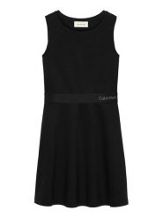 Calvin Klein Jeans Sukienka codzienna IG0IG02910 Czarny Regular Fit. Czarne sukienki dziewczęce Calvin Klein Jeans, bez wzorów, z jeansu, bez ramiączek, proste. Za 199.99 zł.