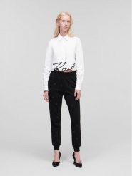 KARL LAGERFELD Koszula Signature 226W1605 Biały Regular Fit. Białe koszule damskie KARL LAGERFELD, bez wzorów, z bawełny, bez kołnierzyka, bez ramiączek. Za 479.99 zł.