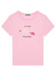 United Colors Of Benetton T-Shirt 3I1XG10JJ Różowy Regular Fit. Czerwone koszulki i t-shirty dziewczęce United Colors Of Benetton, bez wzorów, z bawełny, bez kołnierzyka, bez ramiączek. Za 29.99 zł.