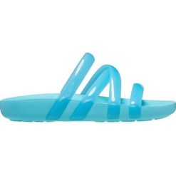 Sandały Kobieta Crocs Splash Glossy Strappy niebieski. Niebieskie sandały damskie Crocs, bez wzorów, z materiału, bez obcasa, bez zapięcia. Za 246.60 zł.