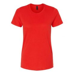 Damska Koszulka Softstyle O Średniej Grubości. Czerwone bluzki damskie GILDAN, m, bez wzorów, sportowe, bez kołnierzyka, bez ramiączek. Za 33.99 zł.
