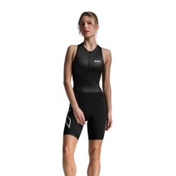 Kombinezon triathlonowy damski 2XU Core. Czarne kombinezony damskie 2XU, xl, bez wzorów, sportowe, bez kołnierzyka, bez ramiączek. Za 579.99 zł.