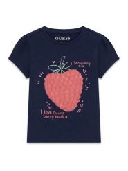 Guess T-Shirt K6GI07 K6YW4 Granatowy Regular Fit. Niebieskie koszulki i t-shirty dziewczęce Guess, z aplikacjami, z bawełny, bez kołnierzyka, bez ramiączek. Za 119.99 zł.