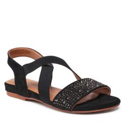 Sandały Jenny Fairy. Czarne sandały damskie Jenny Fairy, bez wzorów, bez obcasa, na płaskiej podeszwie, bez zapięcia. Za 65.99 zł.