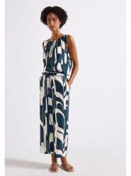 Street One Spodnie w kolorze kremowo-morskim rozmiar: W38/L26. Niebieskie spodnie materiałowe damskie Street One, bez wzorów, z materiału. Za 91.99 zł.