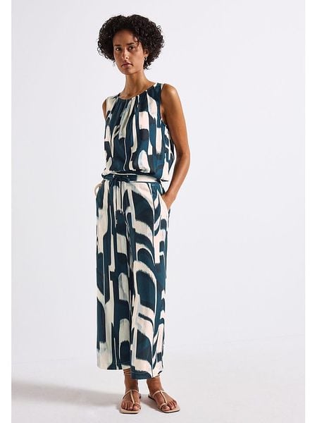 Street One Spodnie w kolorze kremowo-morskim rozmiar: W38/L26. Niebieskie spodnie materiałowe damskie Street One, bez wzorów, z materiału. Za 91.99 zł.