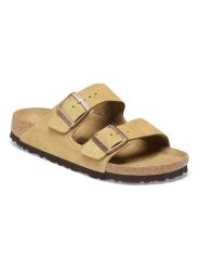 Birkenstock Skórzane klapki "Arizona" w kolorze beżowym rozmiar: 37. Brązowe klapki damskie Birkenstock, bez wzorów, ze skóry, z otwartym noskiem, bez obcasa, bez zapięcia. Za 379.44 zł.