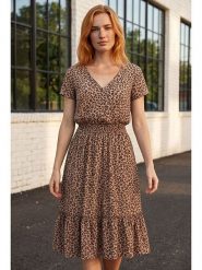SOULSHAE Sukienka w kolorze jasnobrązowym rozmiar: XXL/3XL. Brązowe sukienki damskie SOULSHAE, bez wzorów, bez ramiączek. Za 150.95 zł.