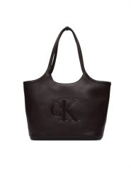 Calvin Klein Torebka Bold Ck Shopper LV04F3562G Bordowy. Czerwone shopper bag Calvin Klein, bez wzorów, ze skóry, bez dodatków. Za 529.99 zł.