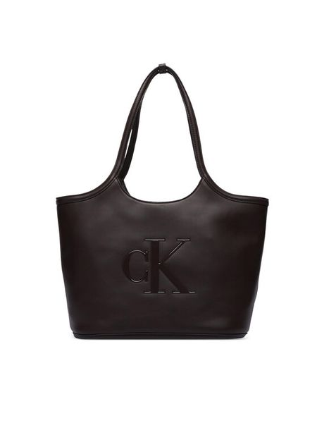 Calvin Klein Torebka Bold Ck Shopper LV04F3562G Bordowy. Czerwone shopper bag Calvin Klein, bez wzorów, ze skóry, bez dodatków. Za 529.99 zł.