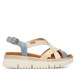 Sandały Pikolinos. Niebieskie sandały damskie Pikolinos, bez wzorów, bez obcasa, na płaskiej podeszwie, bez zapięcia. Za 559.99 zł.