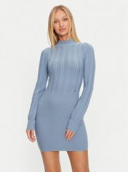 Guess Sukienka dzianinowa Livia W4BK08 Z2V42 Niebieski Regular Fit. Niebieskie sukienki damskie Guess, z aplikacjami, z dzianiny, bez ramiączek. Za 279.99 zł.