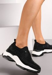 Czarne Buty Sportowe na Grubej Podeszwie w Cyrkonie Elerene. Czarne obuwie sportowe casual damskie Renee. Za 44.99 zł.