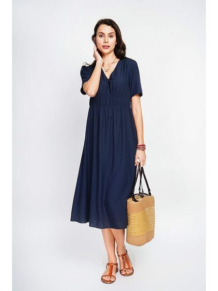 Le Jardin du Lin Sukienka w kolorze granatowym rozmiar: 40. Niebieskie sukienki damskie Le jardin du lin, bez wzorów, klasyczne, bez ramiączek. Za 126.75 zł.