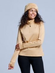Bluza narciarska - Damskie - Arctic 2.0 - Warm Sand. Brązowe bluzy damskie POEDERBAAS, na zimę, l, bez wzorów, z elastanu, bez kaptura. Za 177.72 zł.