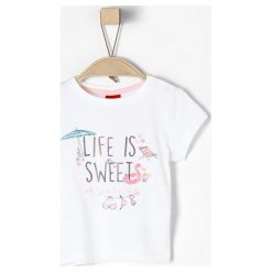 S.Oliver T-Shirt Dziewczęcy 80 Biały. Białe koszulki i t-shirty dziewczęce S.Oliver, z nadrukiem, z jersey. Za 35.00 zł.